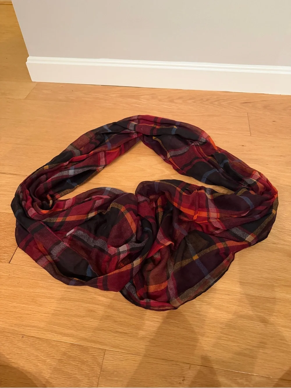 Plaid Infinity Scarf - Red Multi